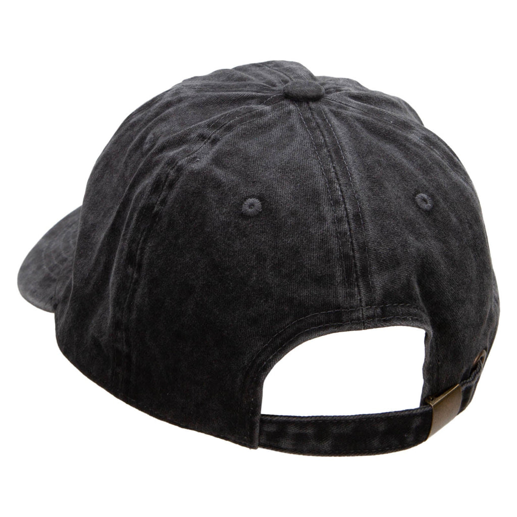 Black Kitsune Embroidered Unstructured Pigment Dyed Cotton Cap