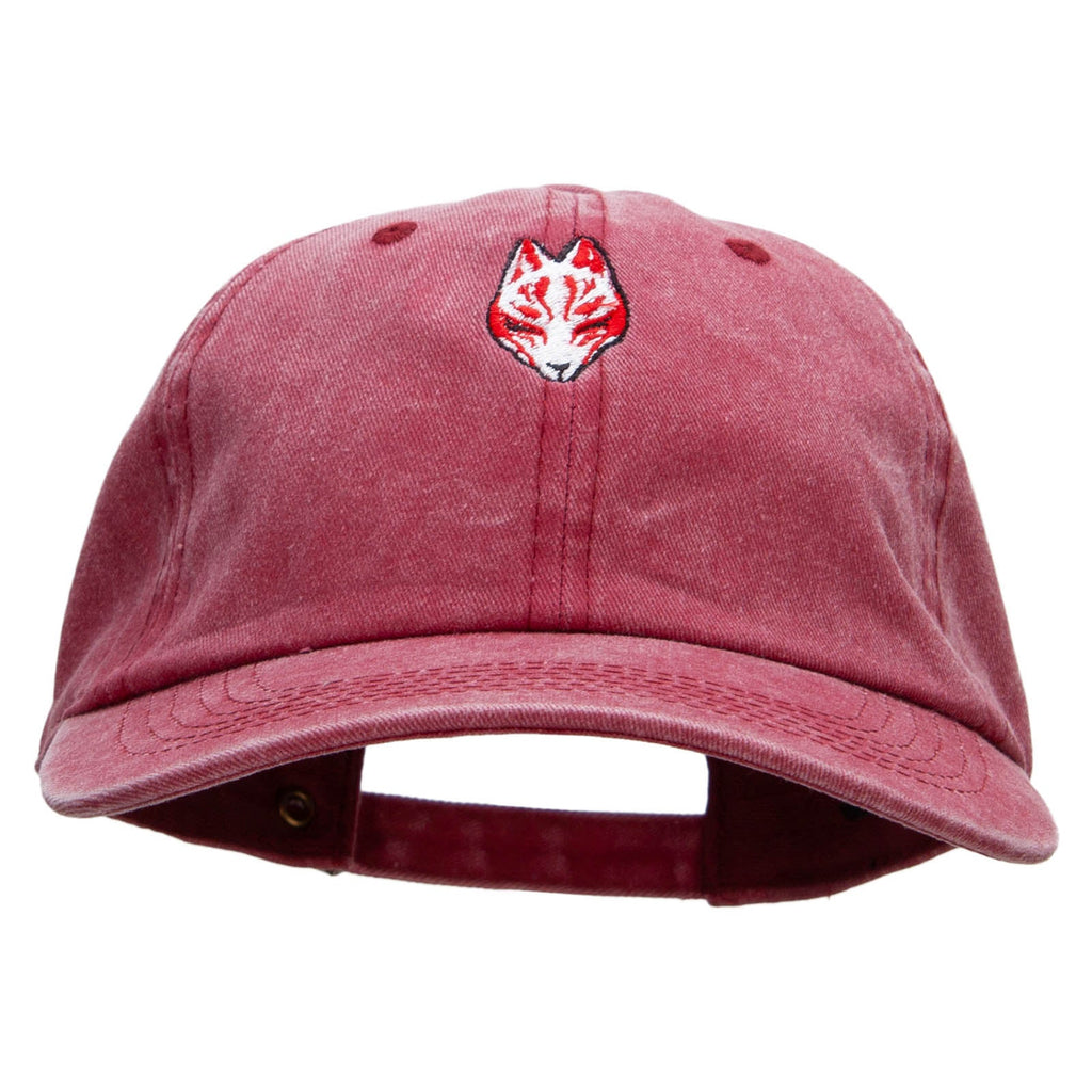 Black Kitsune Embroidered Unstructured Pigment Dyed Cotton Cap