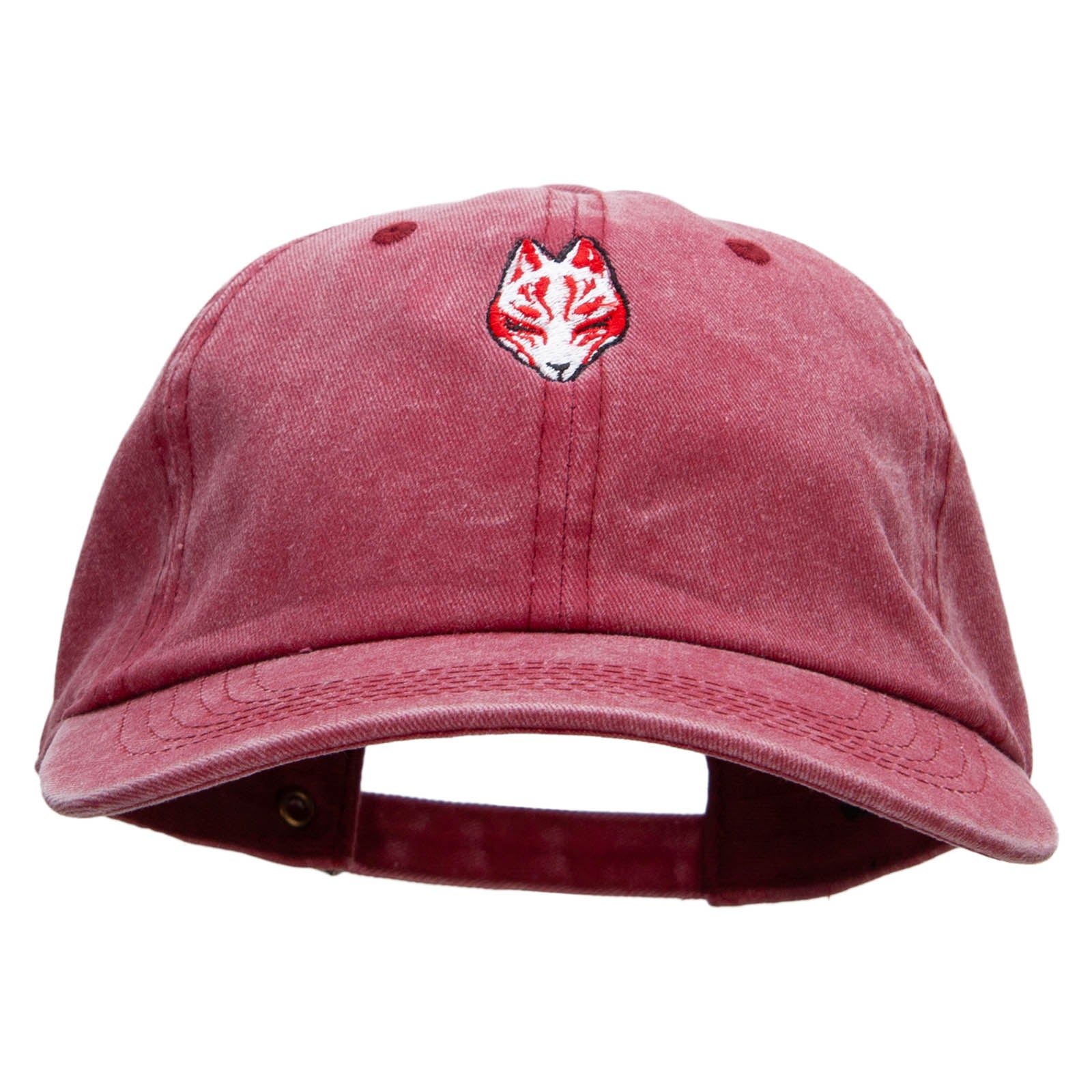 Black Kitsune Embroidered Unstructured Pigment Dyed Cotton Cap