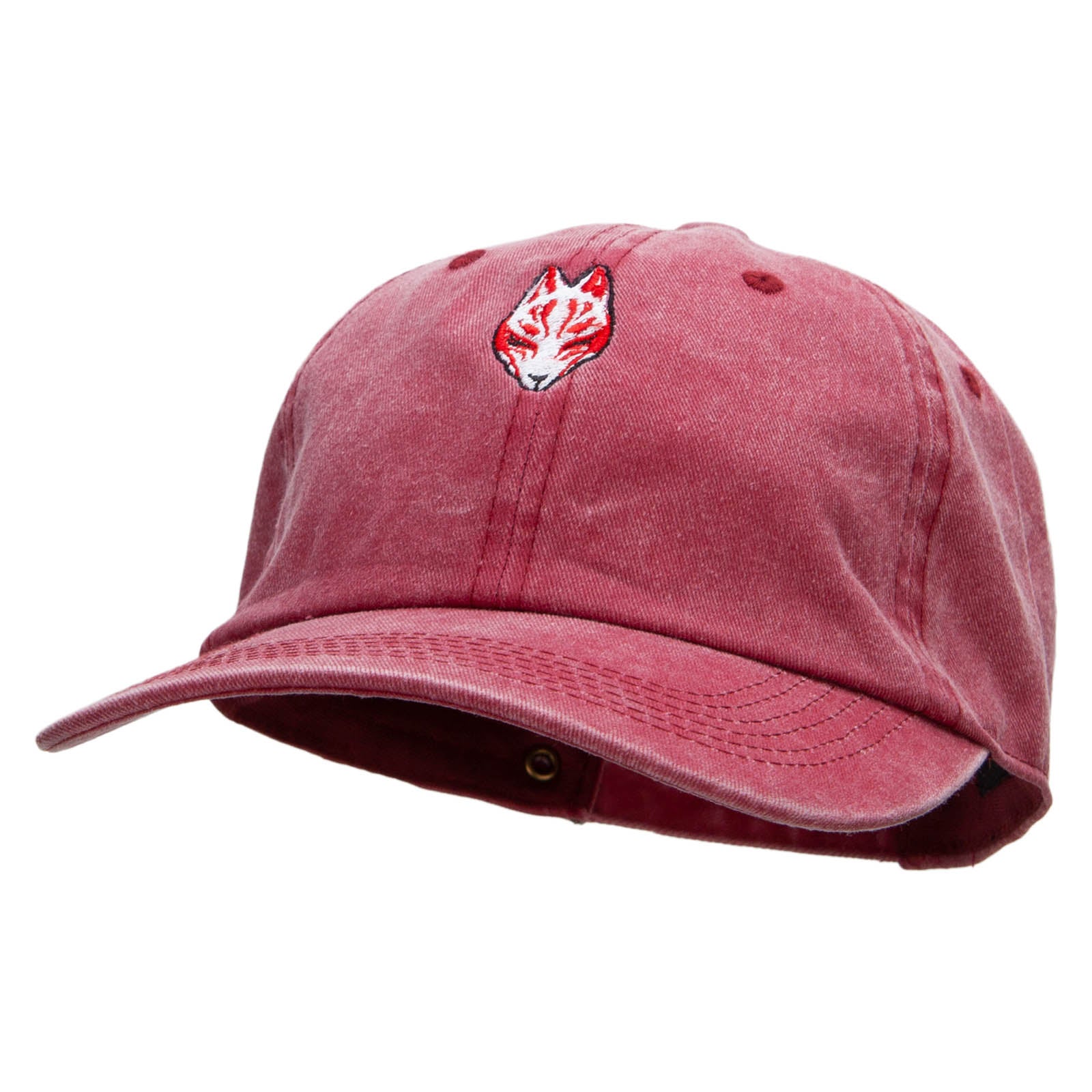 Black Kitsune Embroidered Unstructured Pigment Dyed Cotton Cap