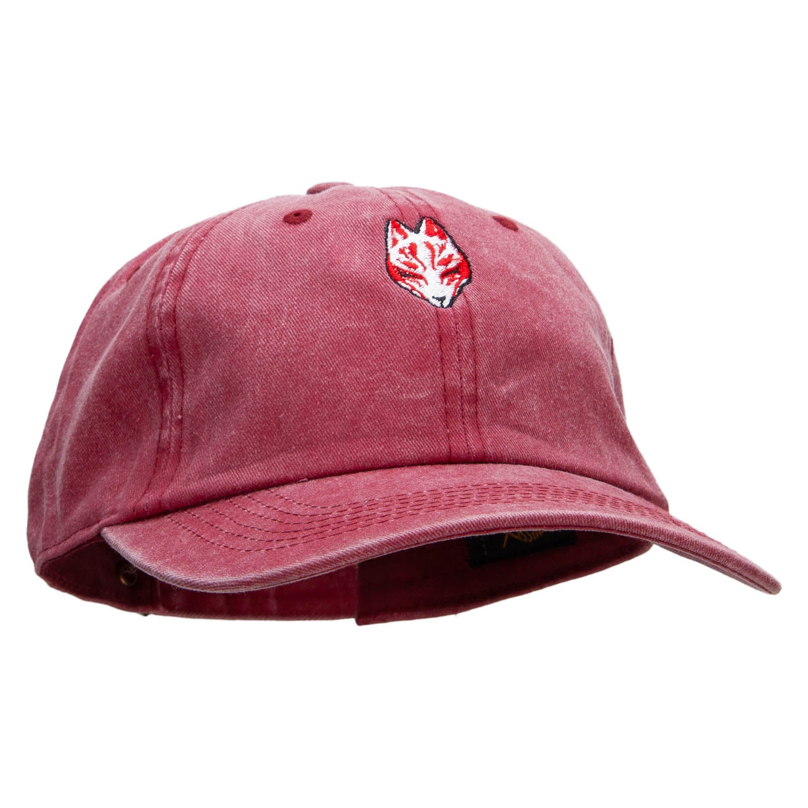 Black Kitsune Embroidered Unstructured Pigment Dyed Cotton Cap