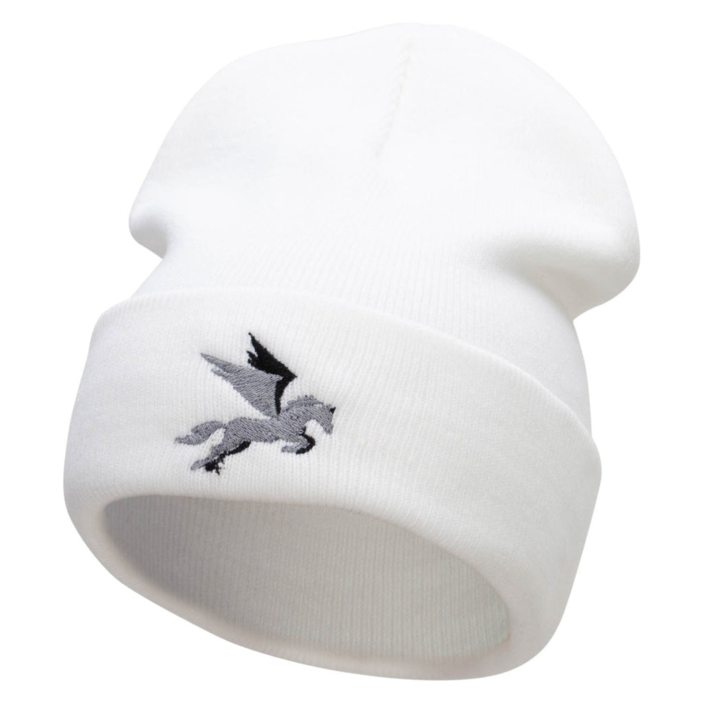 Flying Horse Embroidered 12 Inch Long Knitted Beanie
