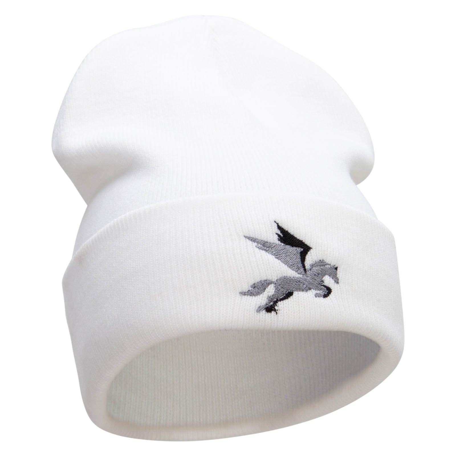 Flying Horse Embroidered 12 Inch Long Knitted Beanie