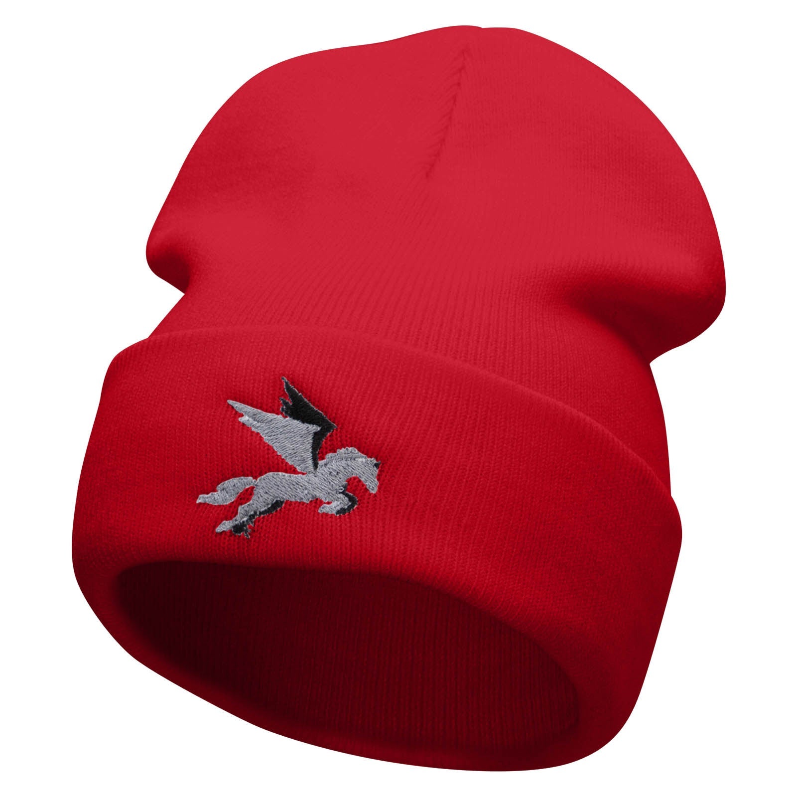 Flying Horse Embroidered 12 Inch Long Knitted Beanie
