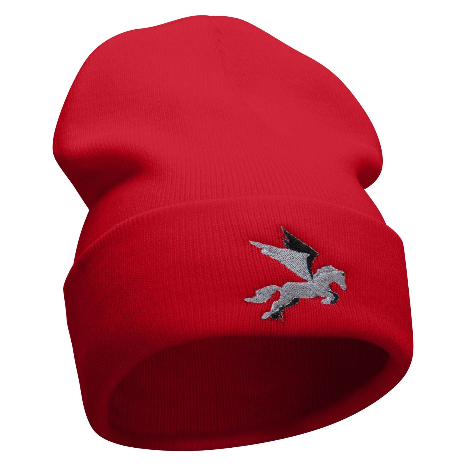 Flying Horse Embroidered 12 Inch Long Knitted Beanie
