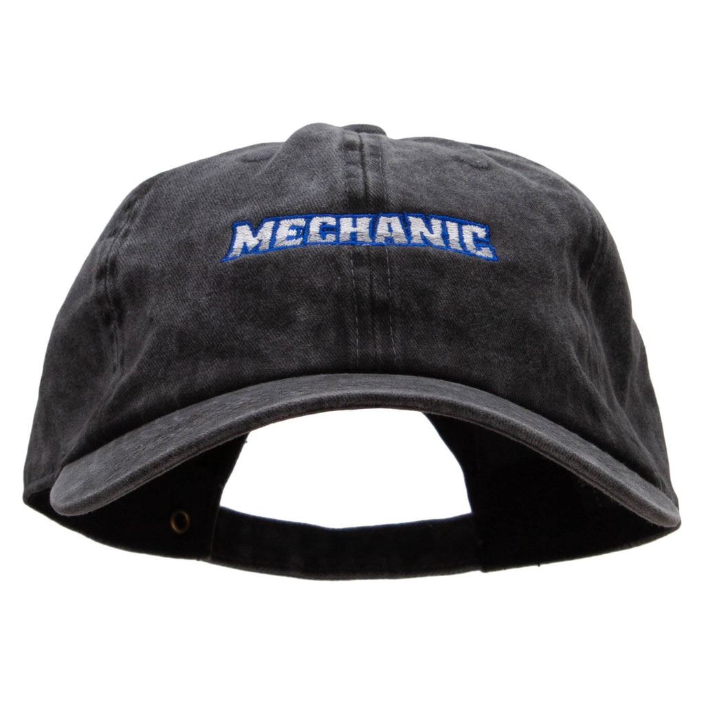 Mechanic Embroidered Washed Solid Pigment Dyed Cotton Twill Brass Buckle Cap