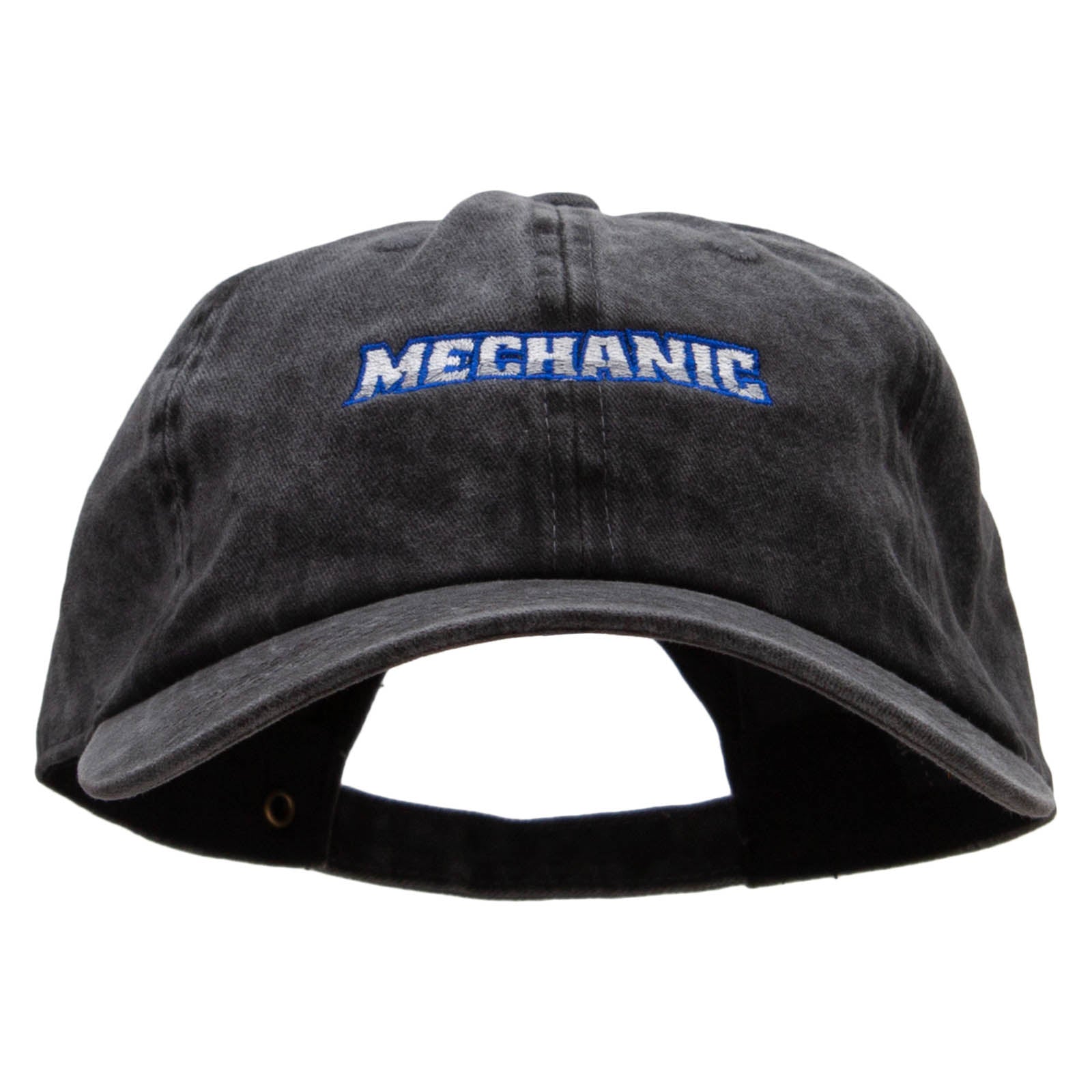 Mechanic Embroidered Washed Solid Pigment Dyed Cotton Twill Brass Buckle Cap