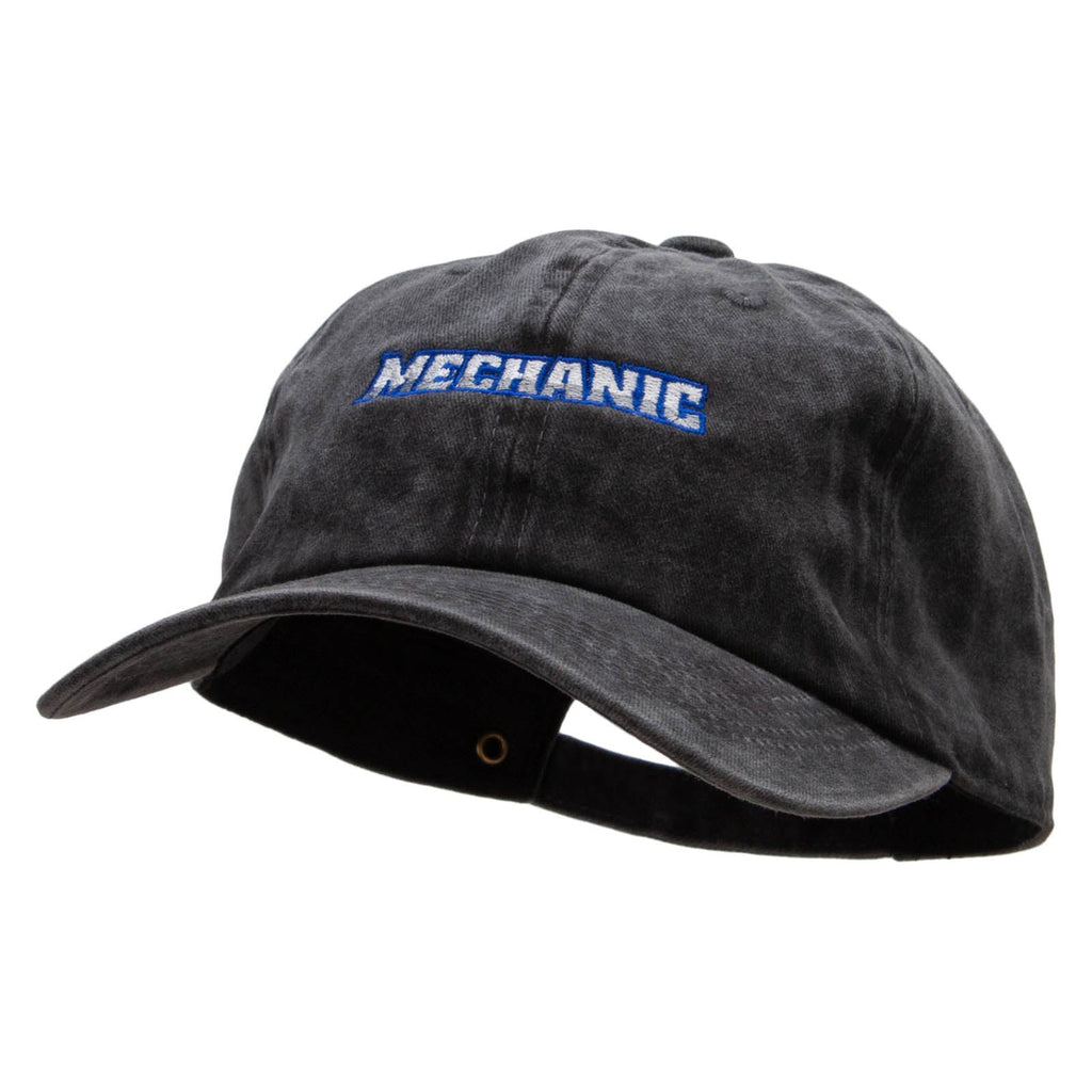 Mechanic Embroidered Washed Solid Pigment Dyed Cotton Twill Brass Buckle Cap