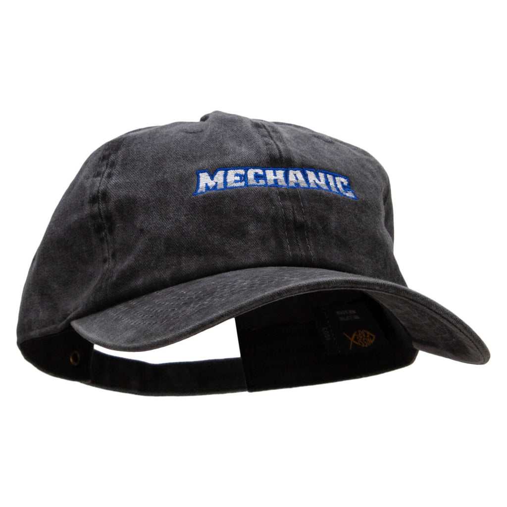 Mechanic Embroidered Washed Solid Pigment Dyed Cotton Twill Brass Buckle Cap