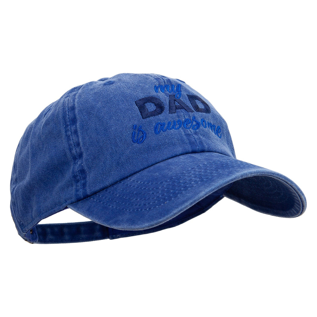 Dad is Awsome Embroidered Pigment Dyed Wash Cap