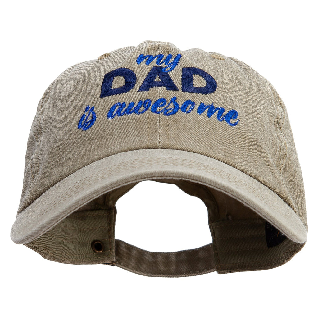 Dad is Awsome Embroidered Pigment Dyed Wash Cap