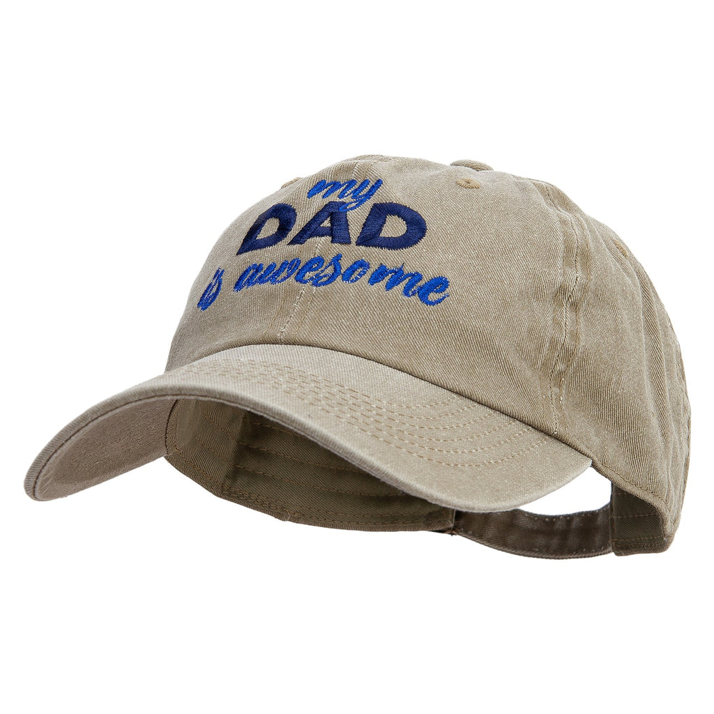 Dad is Awsome Embroidered Pigment Dyed Wash Cap