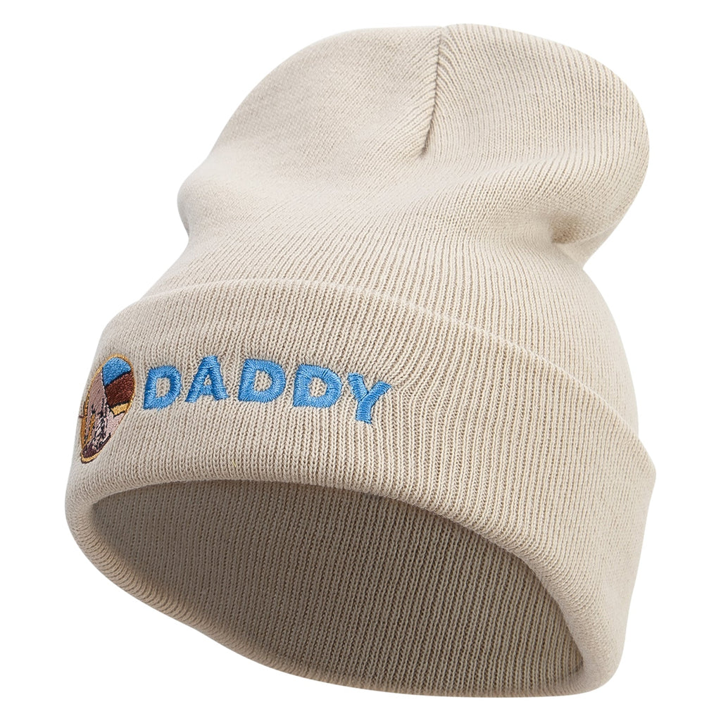 Holding Hand Daddy Embroidered 12 Inch Long Knitted Beanie