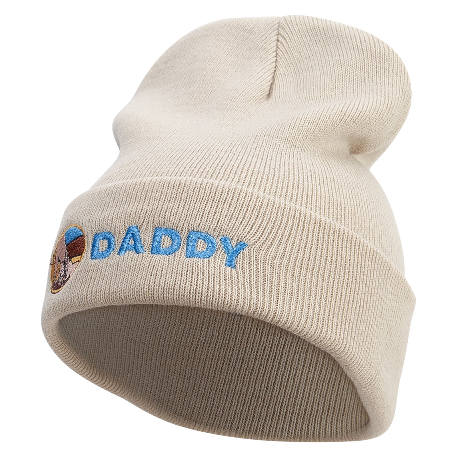 Holding Hand Daddy Embroidered 12 Inch Long Knitted Beanie