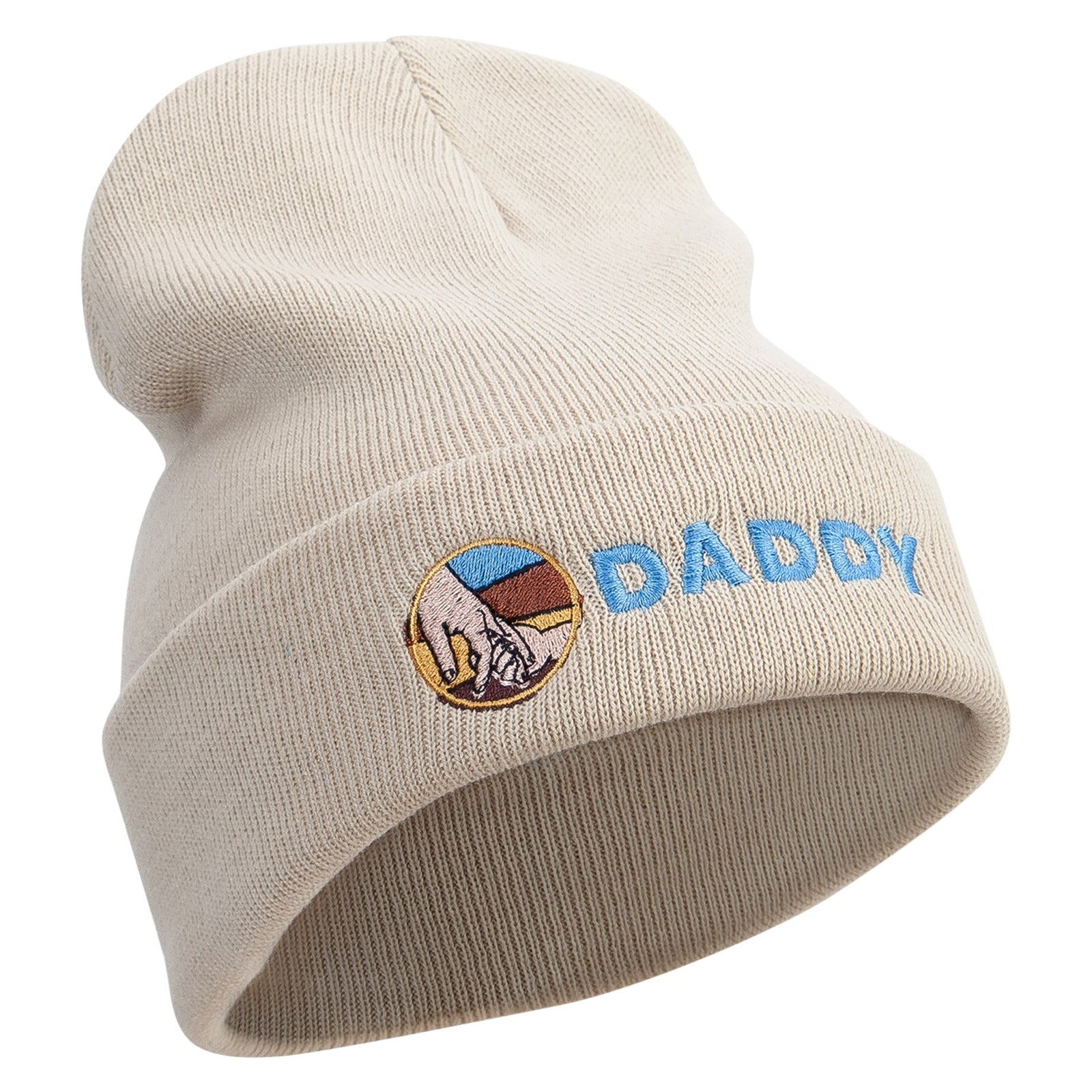 Holding Hand Daddy Embroidered 12 Inch Long Knitted Beanie