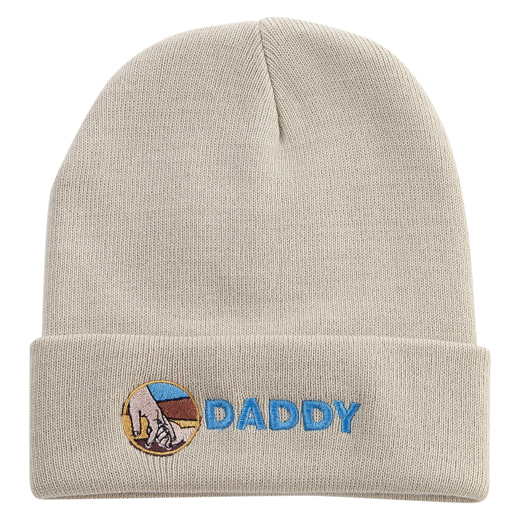Holding Hand Daddy Embroidered 12 Inch Long Knitted Beanie