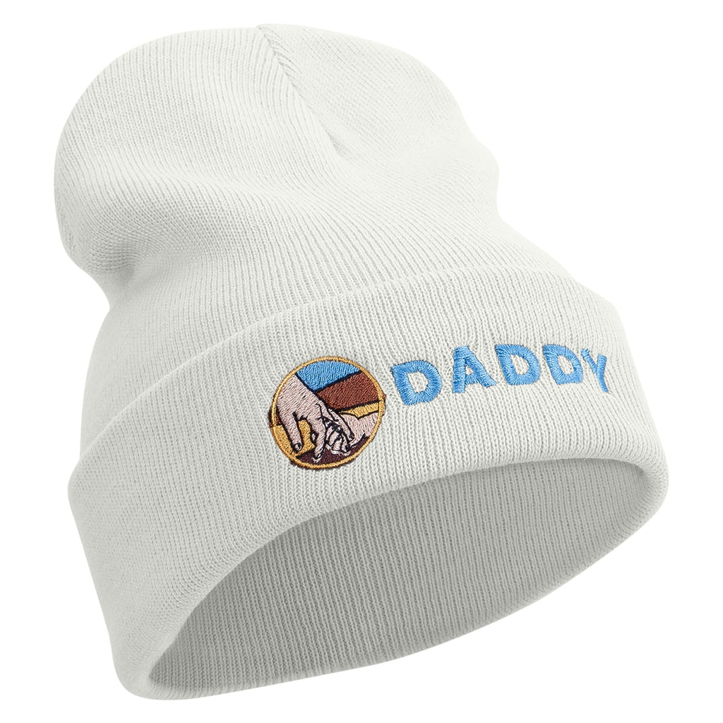 Holding Hand Daddy Embroidered 12 Inch Long Knitted Beanie