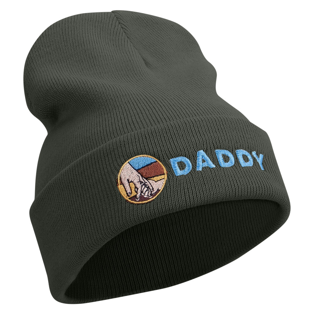 Holding Hand Daddy Embroidered 12 Inch Long Knitted Beanie