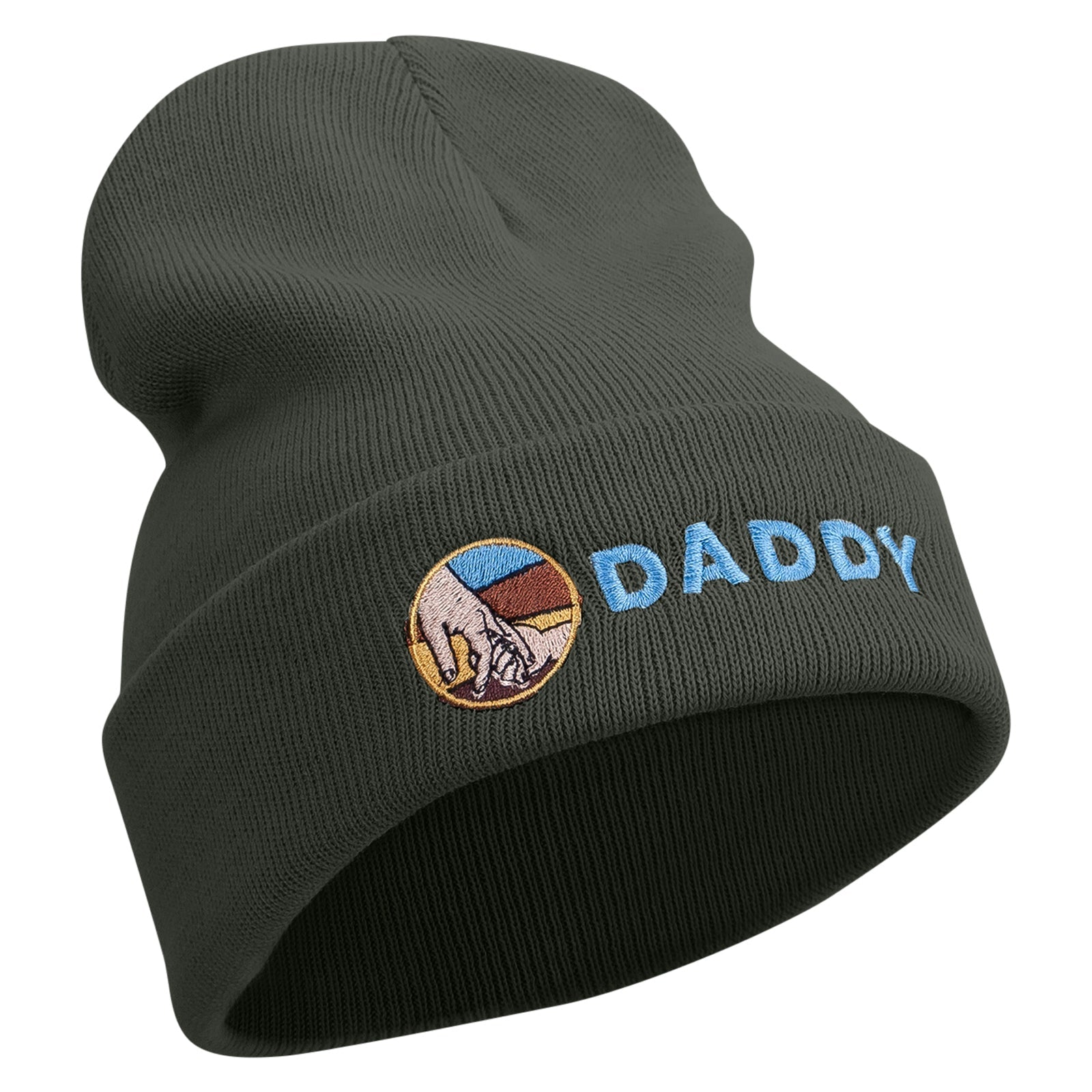 Holding Hand Daddy Embroidered 12 Inch Long Knitted Beanie
