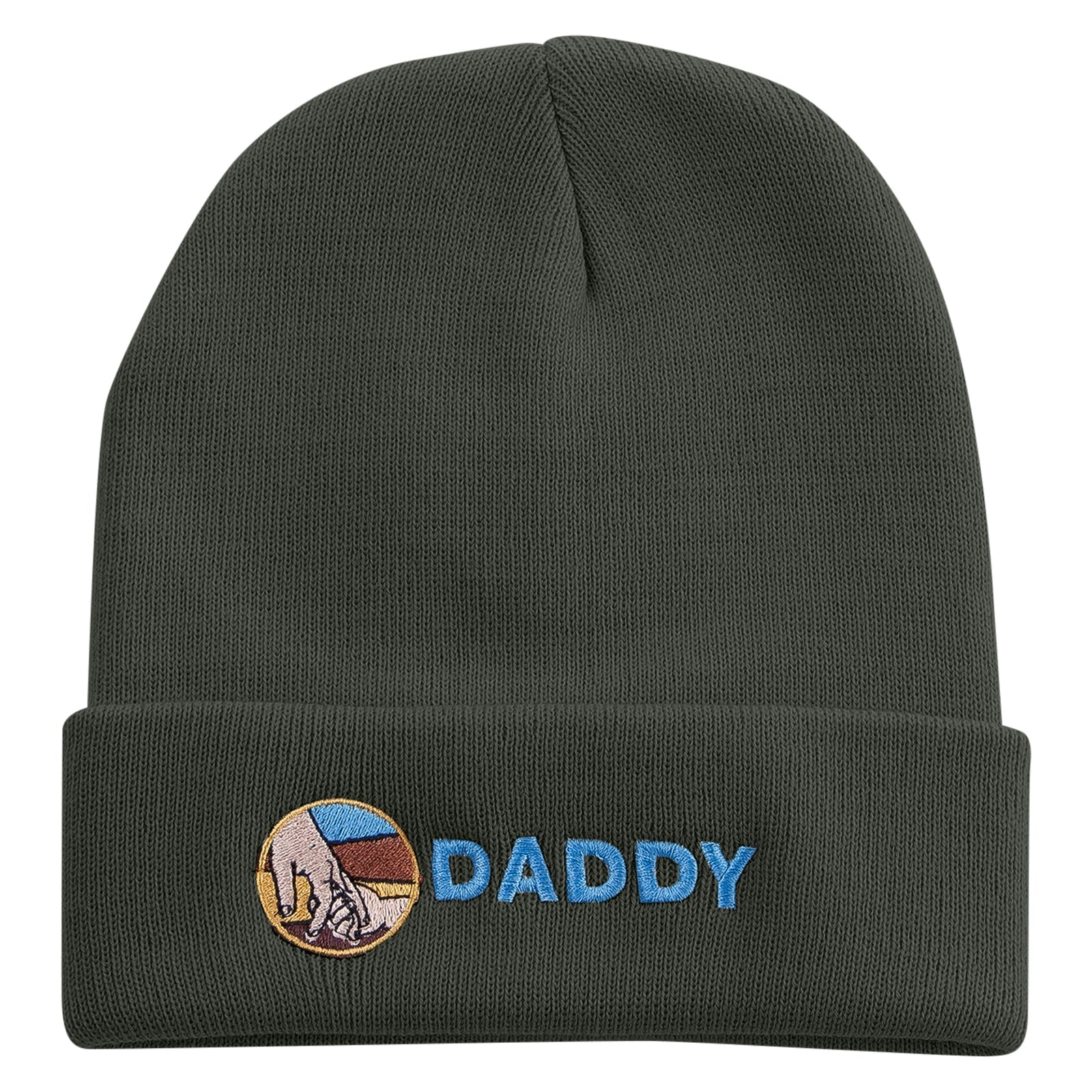 Holding Hand Daddy Embroidered 12 Inch Long Knitted Beanie