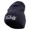 Daddy With Glasses Embroidered 12 Inch Long Knitted Beanie