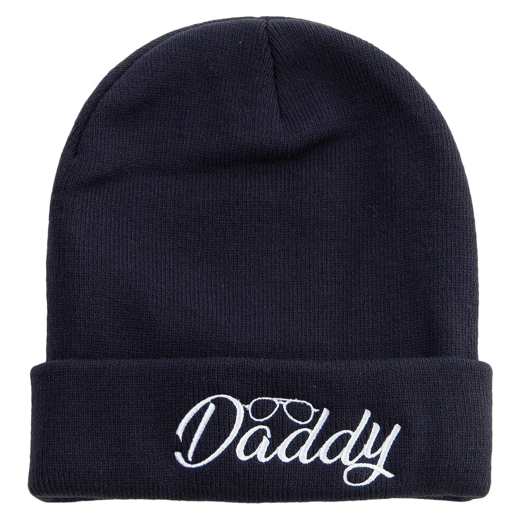 Daddy With Glasses Embroidered 12 Inch Long Knitted Beanie