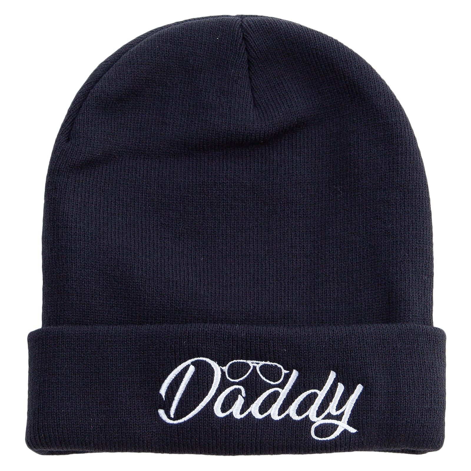 Daddy With Glasses Embroidered 12 Inch Long Knitted Beanie