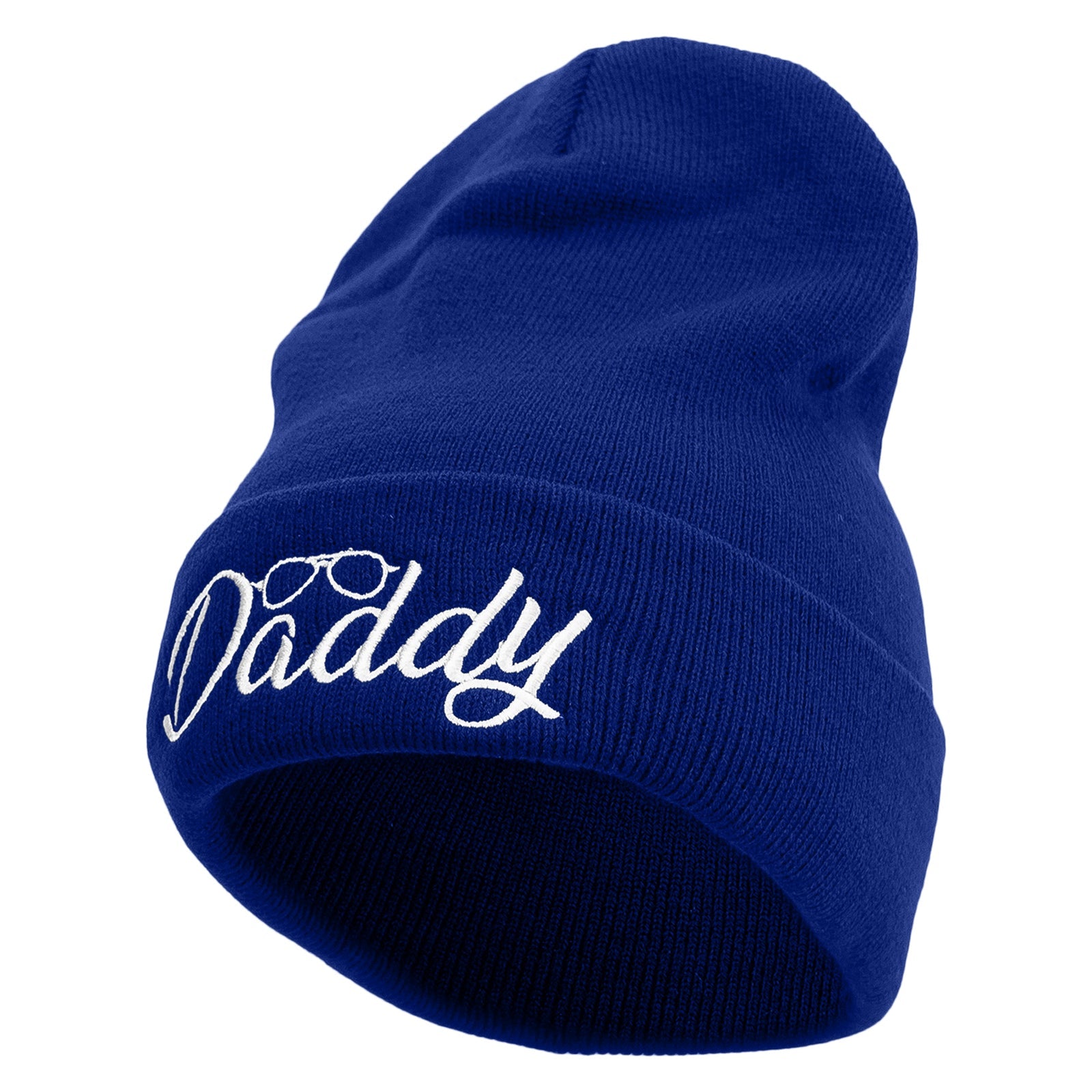 Daddy With Glasses Embroidered 12 Inch Long Knitted Beanie