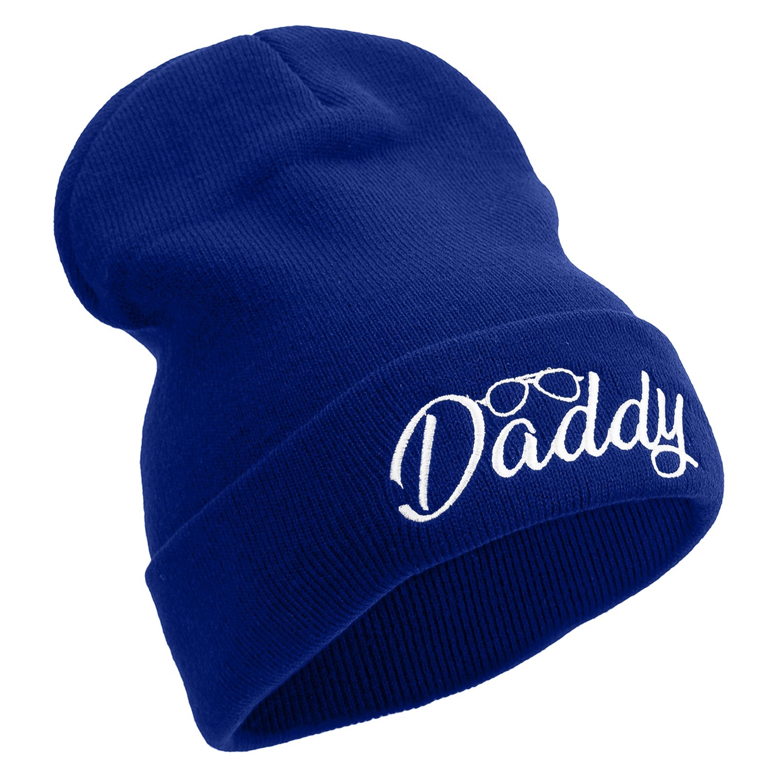 Daddy With Glasses Embroidered 12 Inch Long Knitted Beanie
