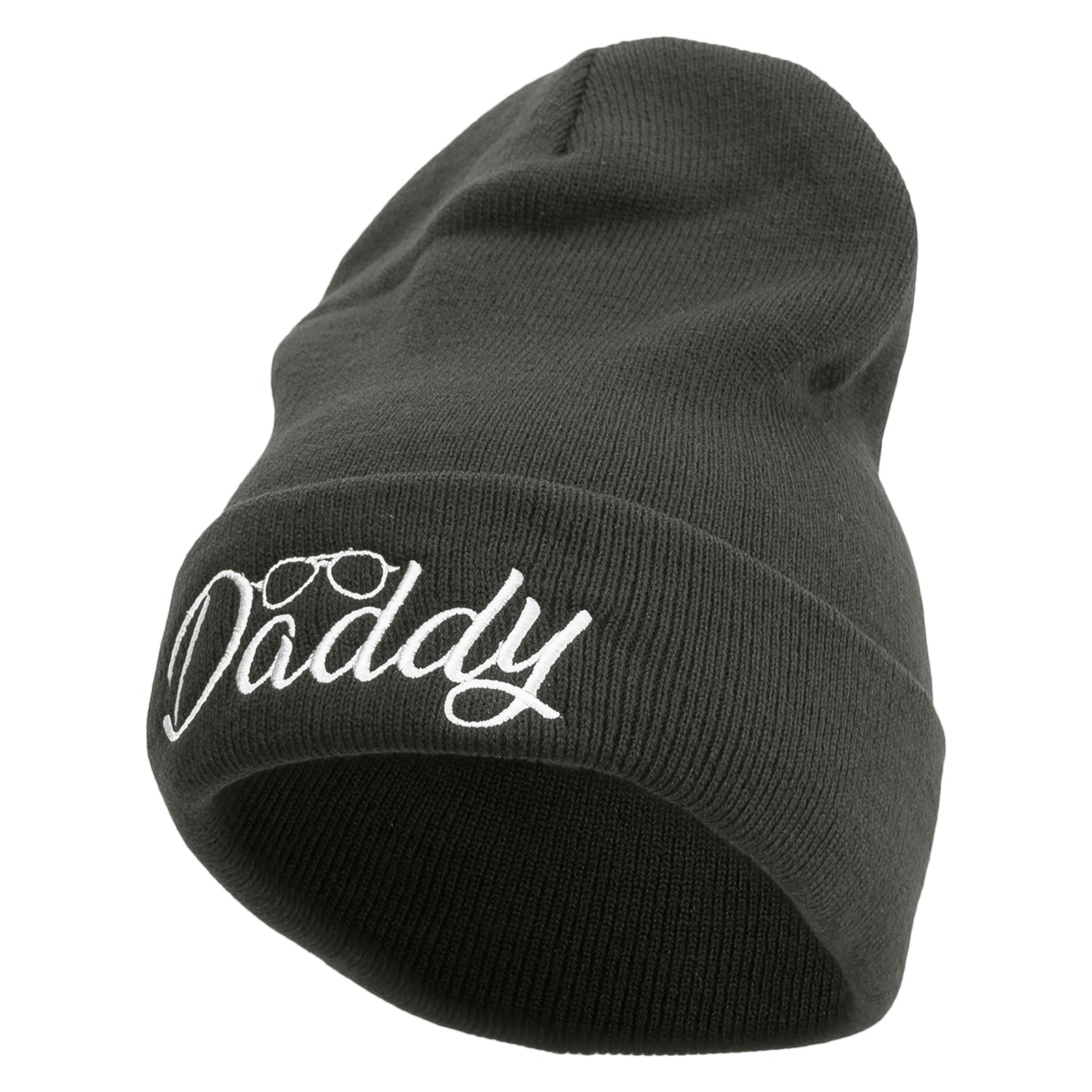 Daddy With Glasses Embroidered 12 Inch Long Knitted Beanie