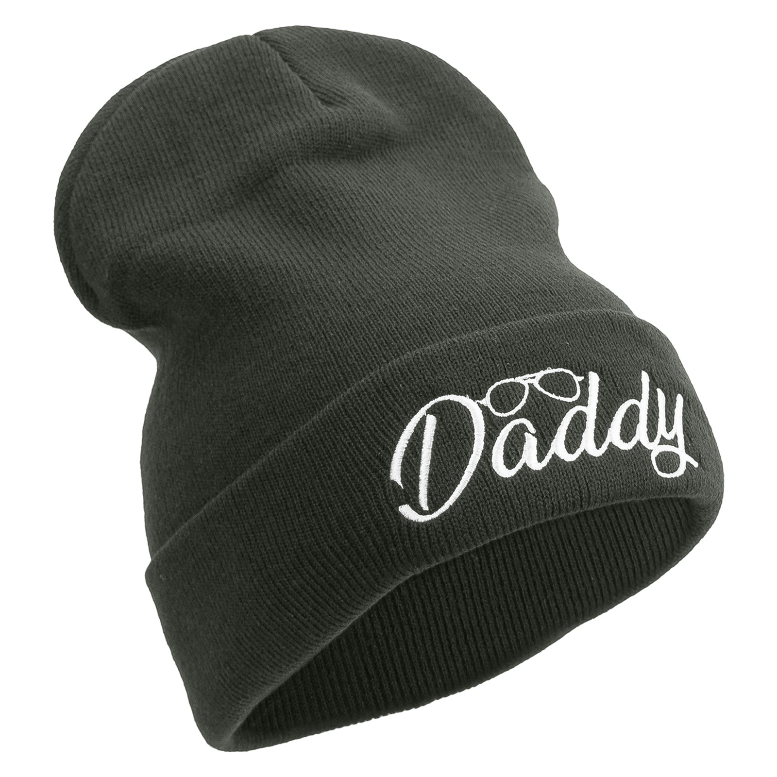 Daddy With Glasses Embroidered 12 Inch Long Knitted Beanie