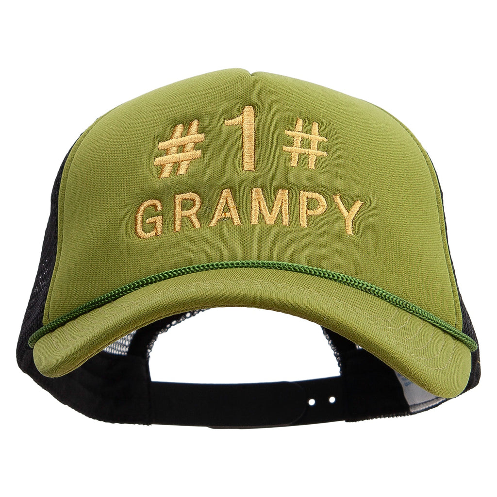 No.1 Grandpa Embroidered Summer Foam Mesh Trucker Cap
