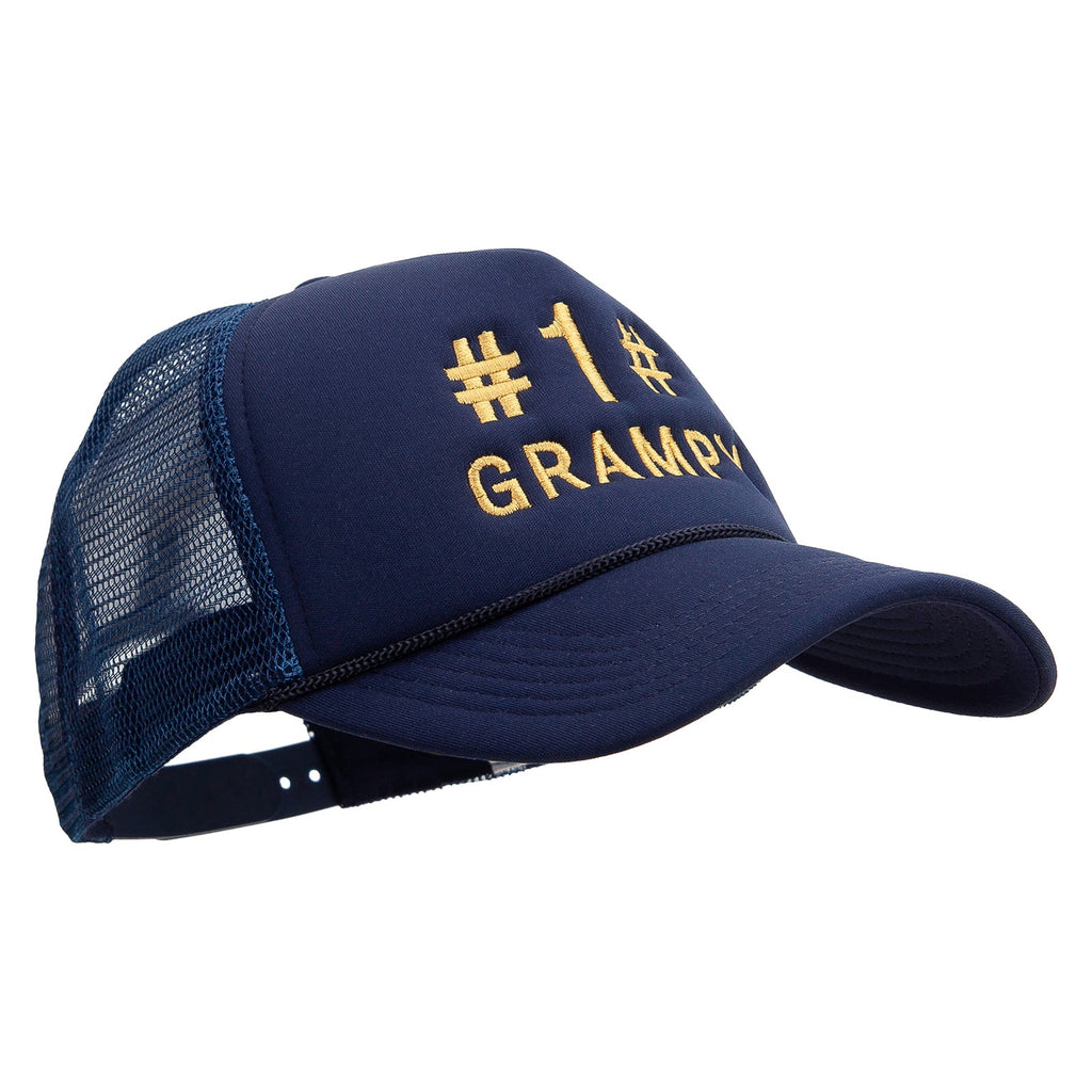 No.1 Grandpa Embroidered Summer Foam Mesh Trucker Cap