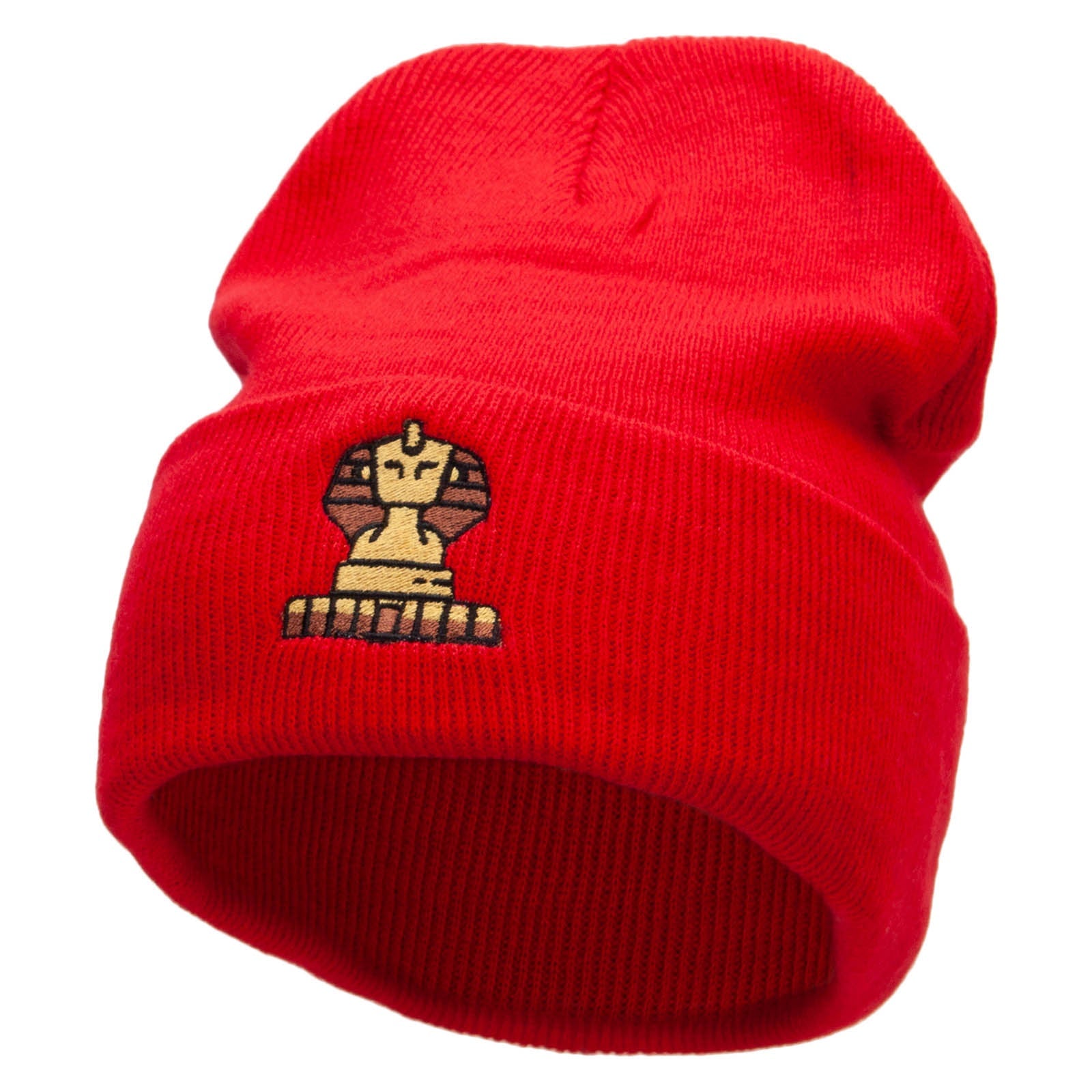 Great Sphinx Embroidered 12 Inch Long Knitted Beanie