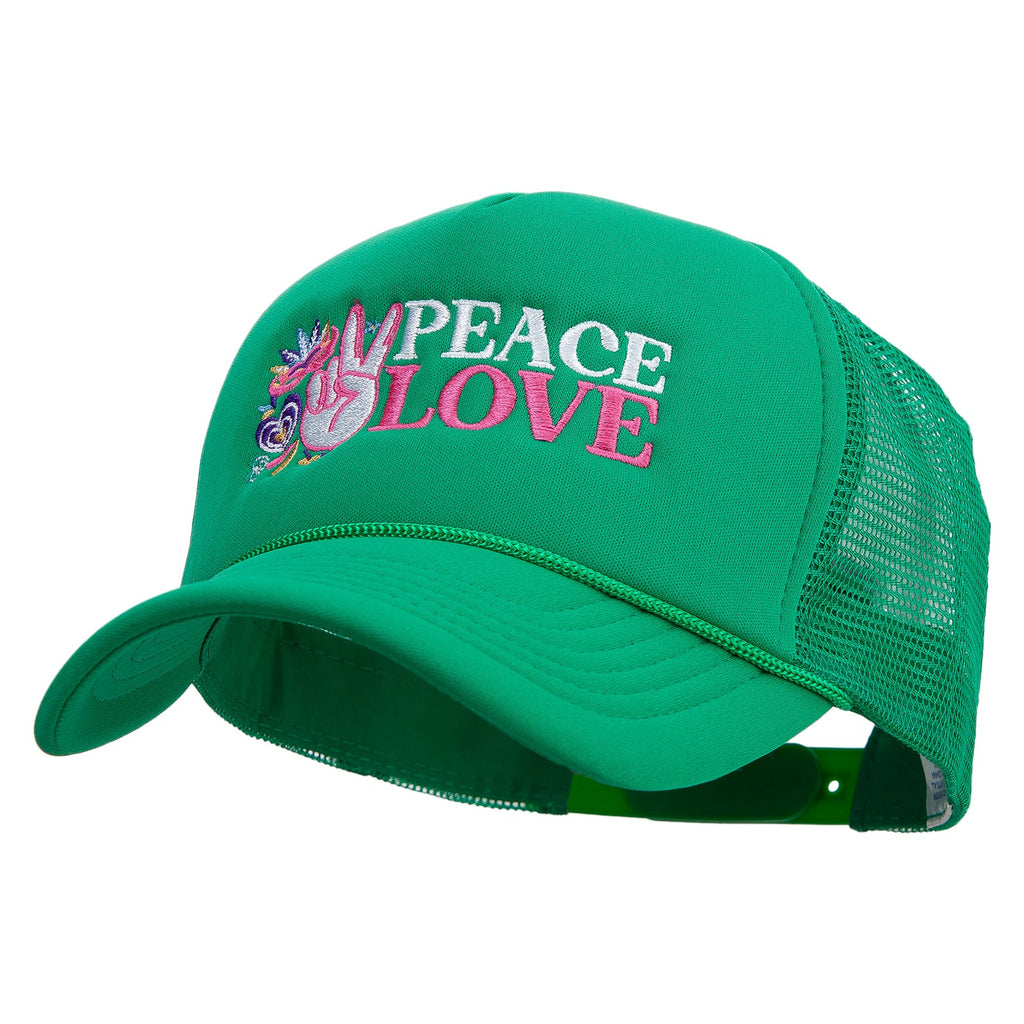 Peace love Mardi Gras Embroidered Summer Foam Mesh Trucker Cap