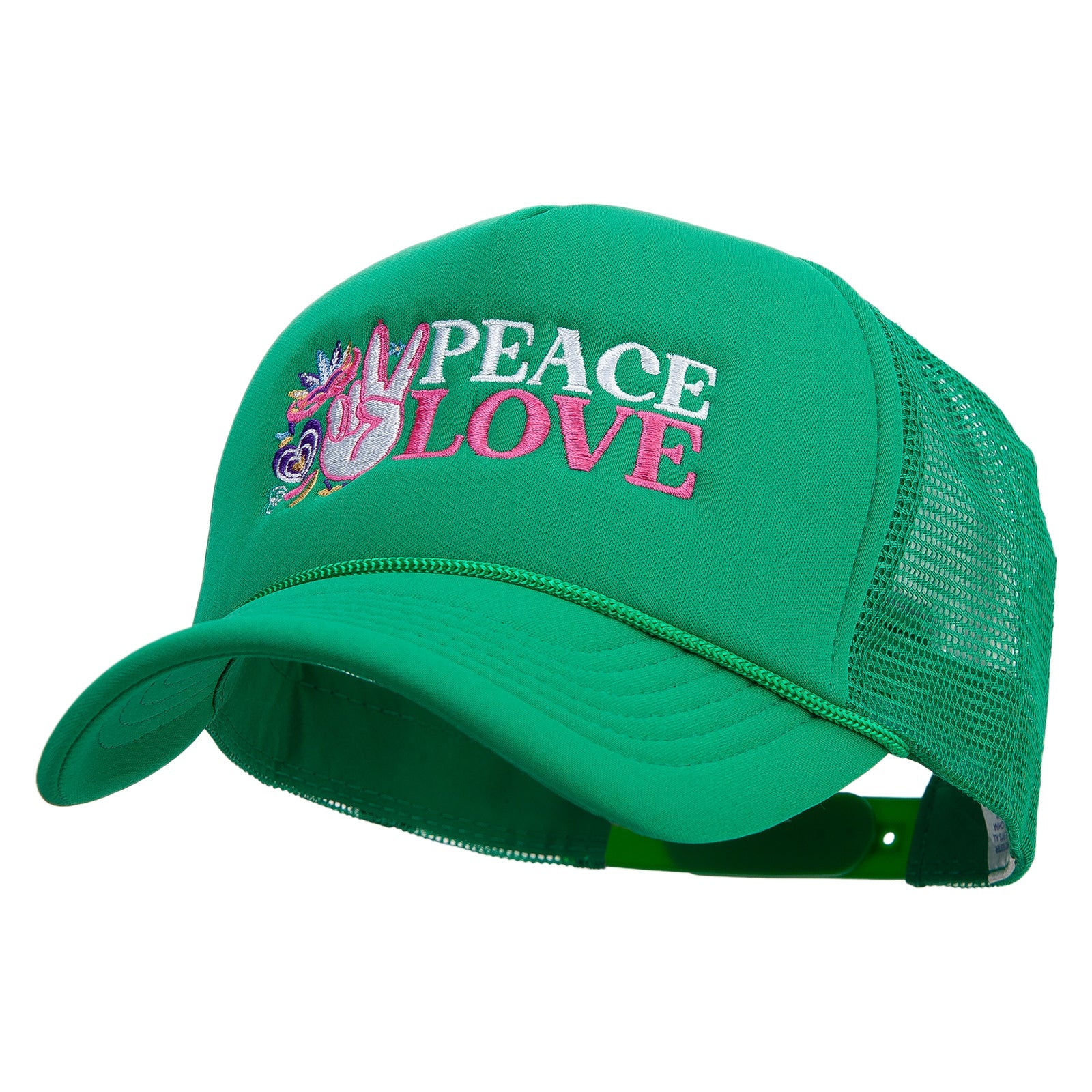 Peace love Mardi Gras Embroidered Summer Foam Mesh Trucker Cap