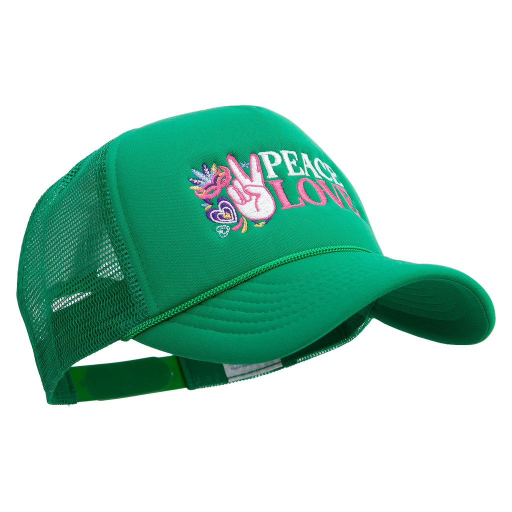 Peace love Mardi Gras Embroidered Summer Foam Mesh Trucker Cap