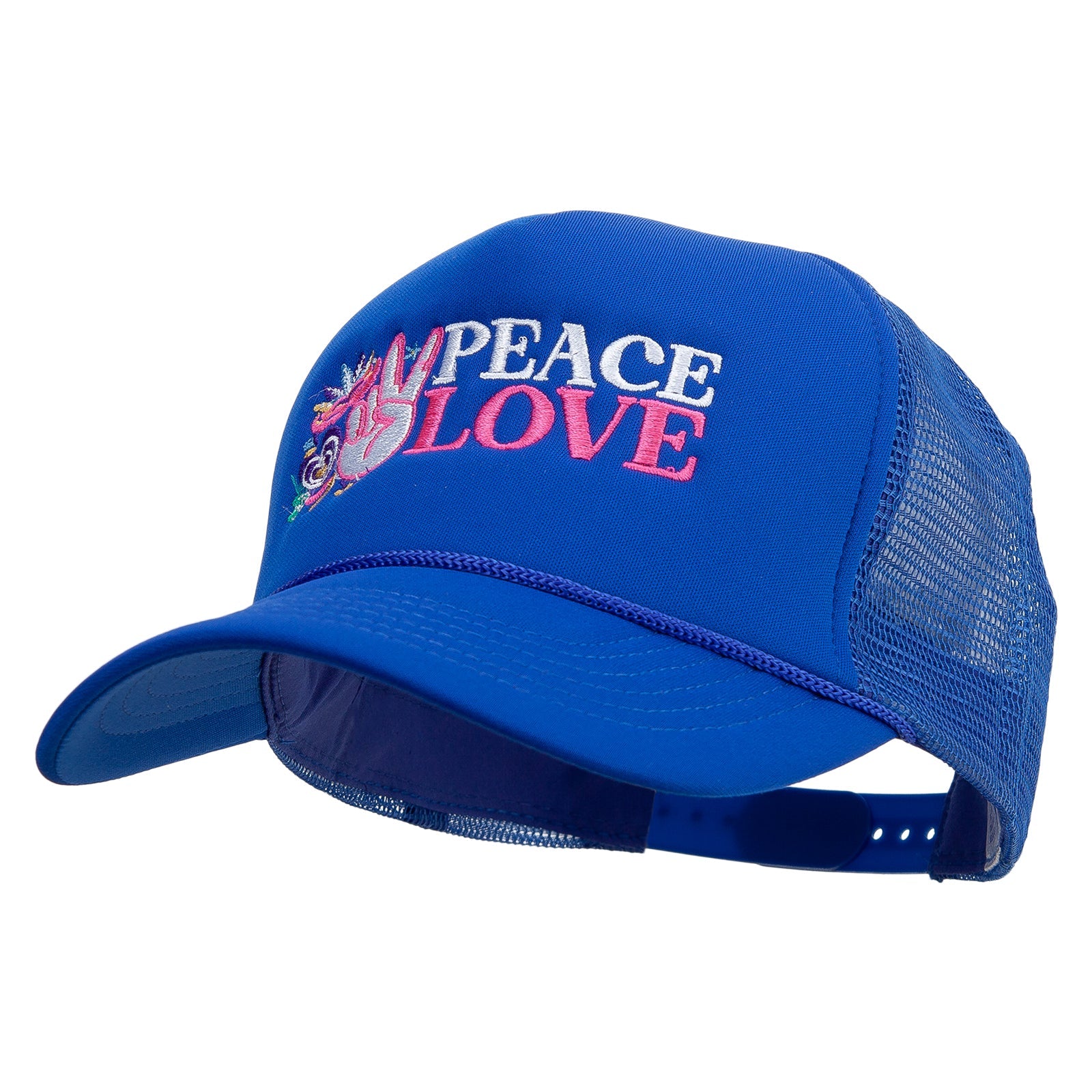 Peace love Mardi Gras Embroidered Summer Foam Mesh Trucker Cap