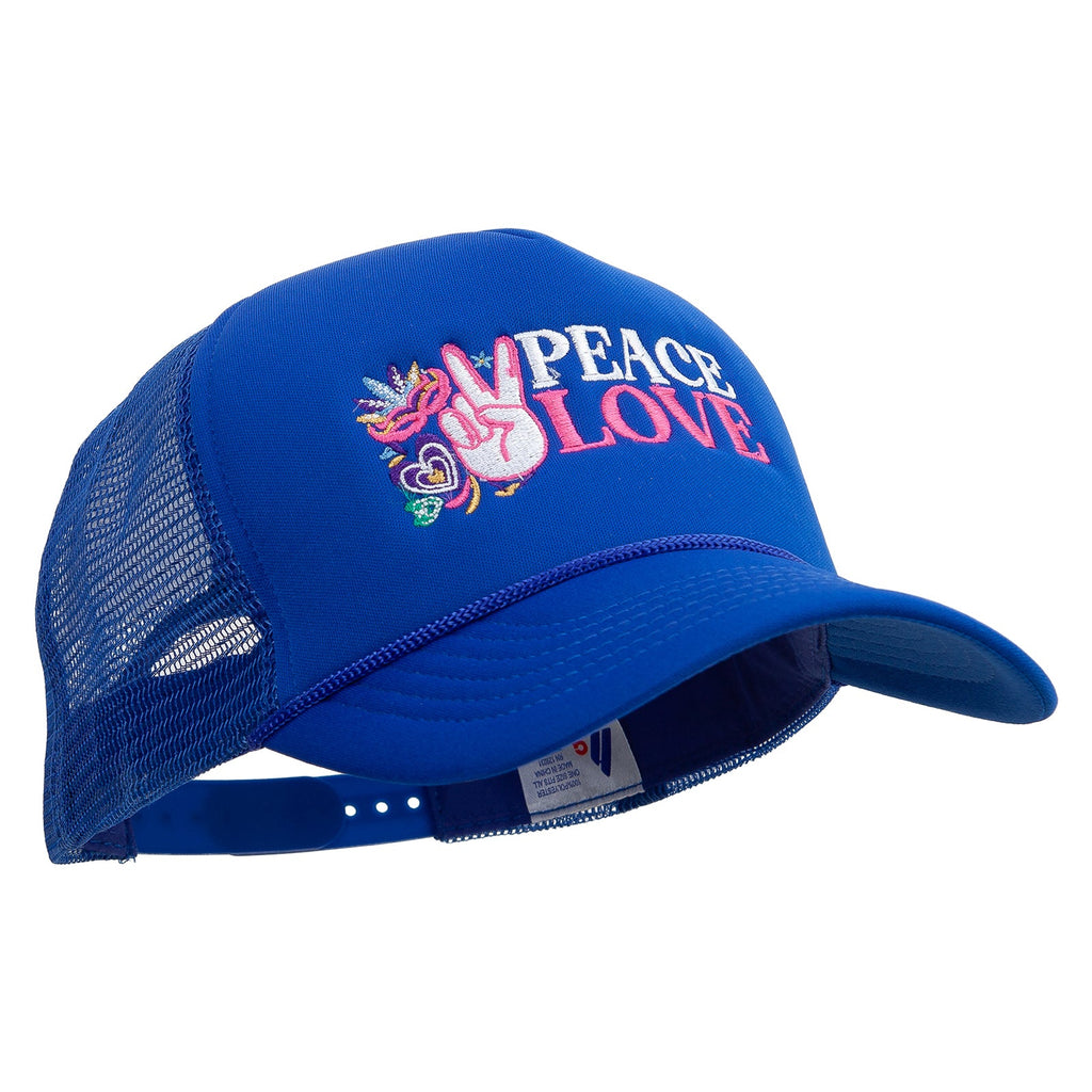 Peace love Mardi Gras Embroidered Summer Foam Mesh Trucker Cap