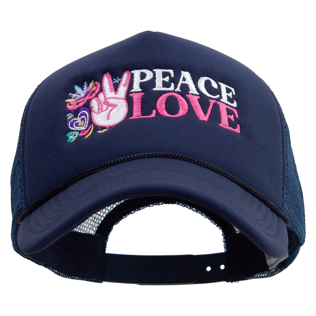 Peace love Mardi Gras Embroidered Summer Foam Mesh Trucker Cap