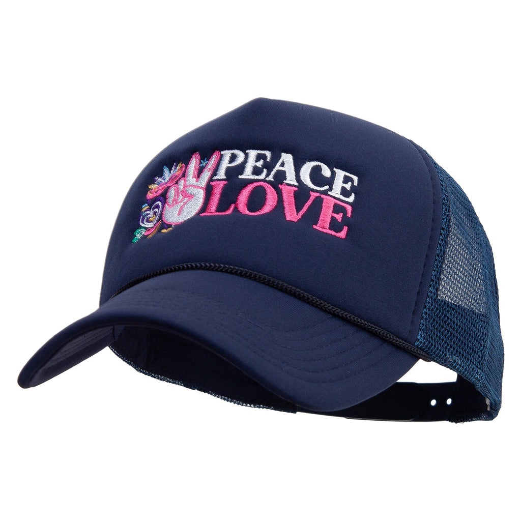 Peace love Mardi Gras Embroidered Summer Foam Mesh Trucker Cap