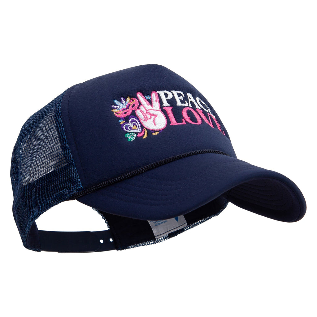 Peace love Mardi Gras Embroidered Summer Foam Mesh Trucker Cap