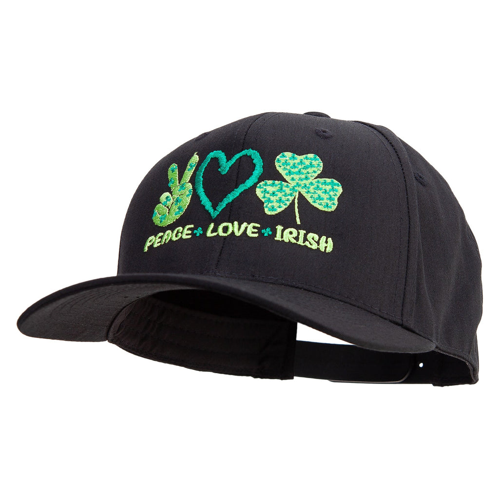 Peace Love Irish Embroidered Unconstructed high profile Cotton Flat Bill Cap