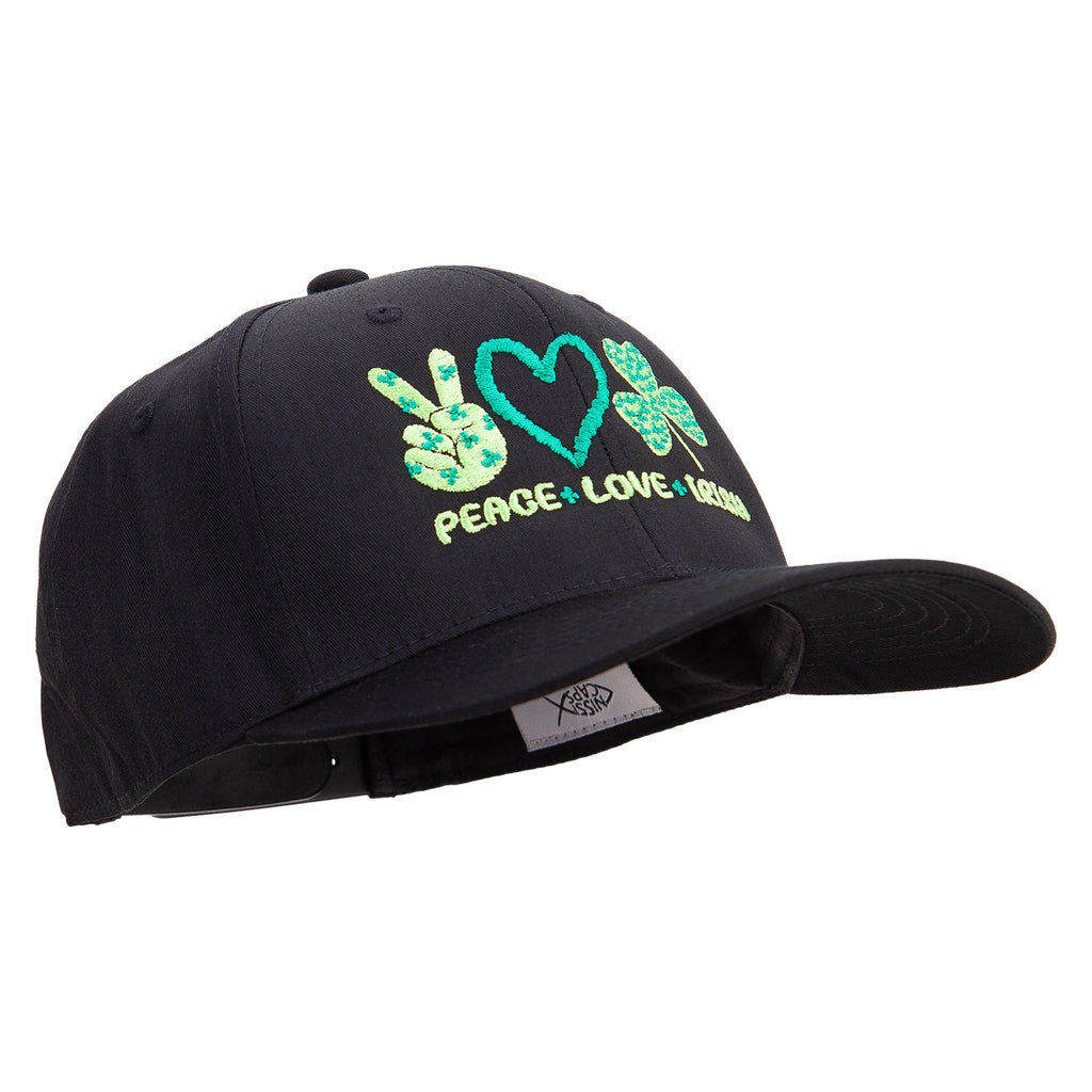 Peace Love Irish Embroidered Unconstructed high profile Cotton Flat Bill Cap