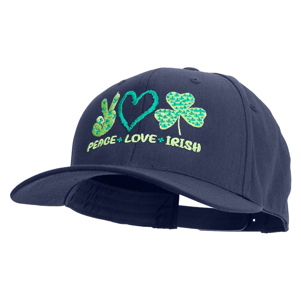 Peace Love Irish Embroidered Unconstructed high profile Cotton Flat Bill Cap