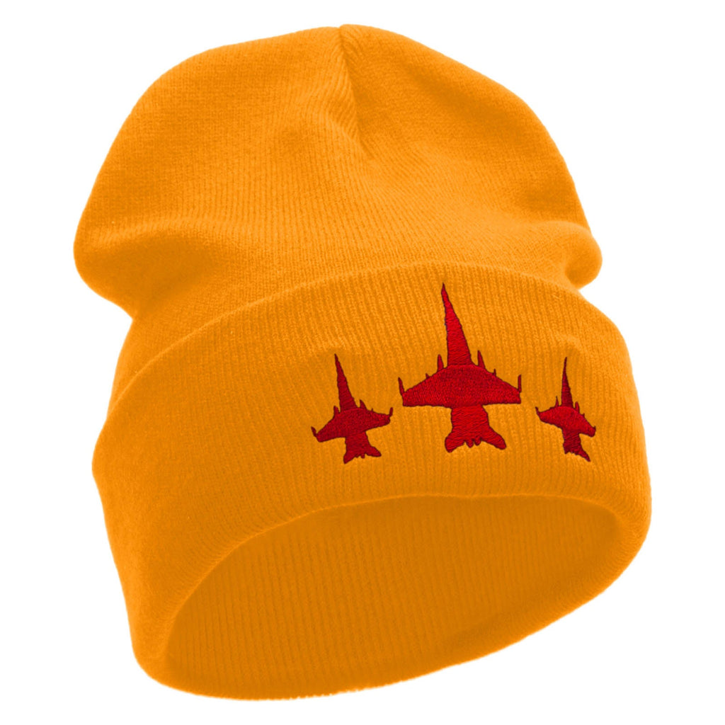 Three Jets Embroidered 12 Inch Long Knitted Beanie