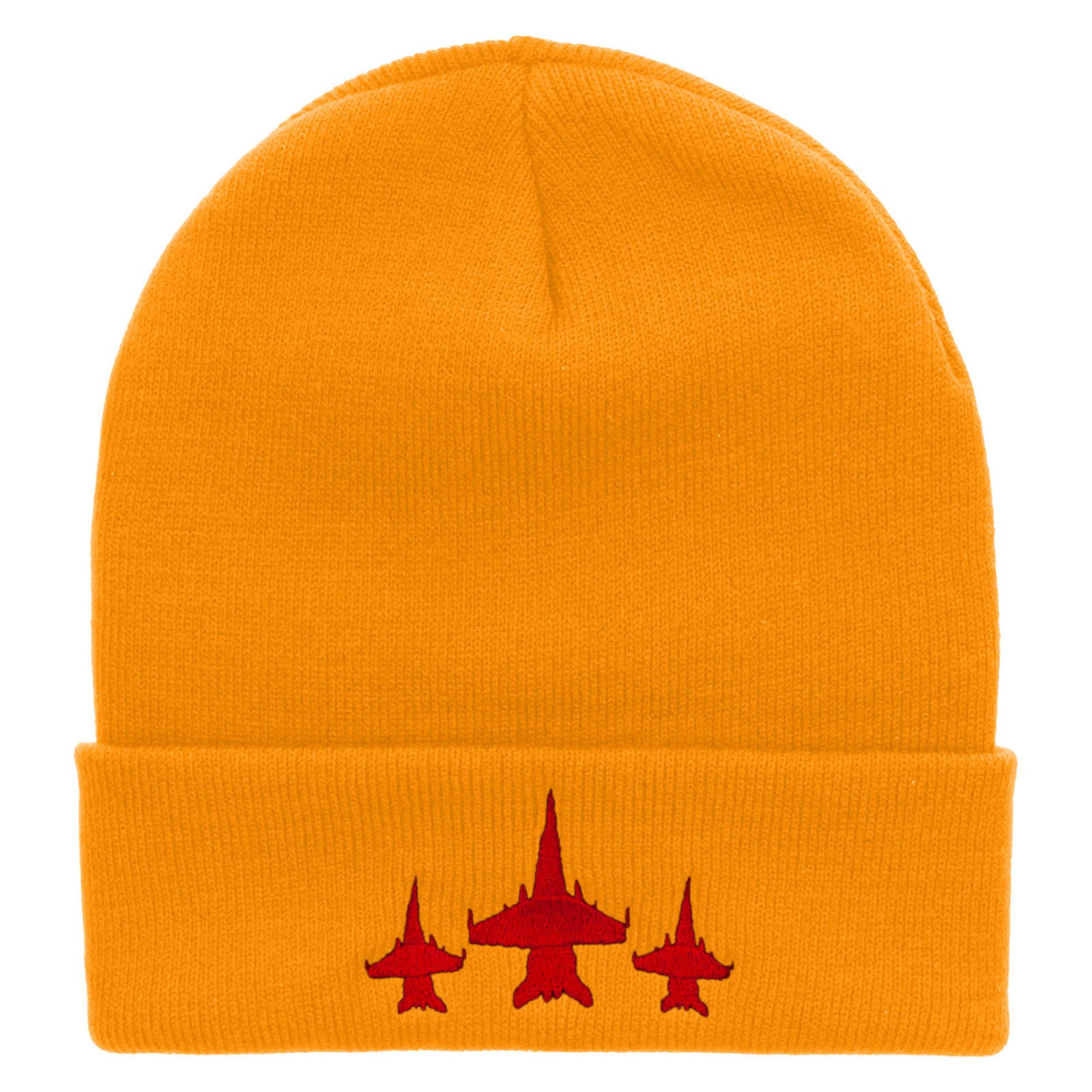 Three Jets Embroidered 12 Inch Long Knitted Beanie