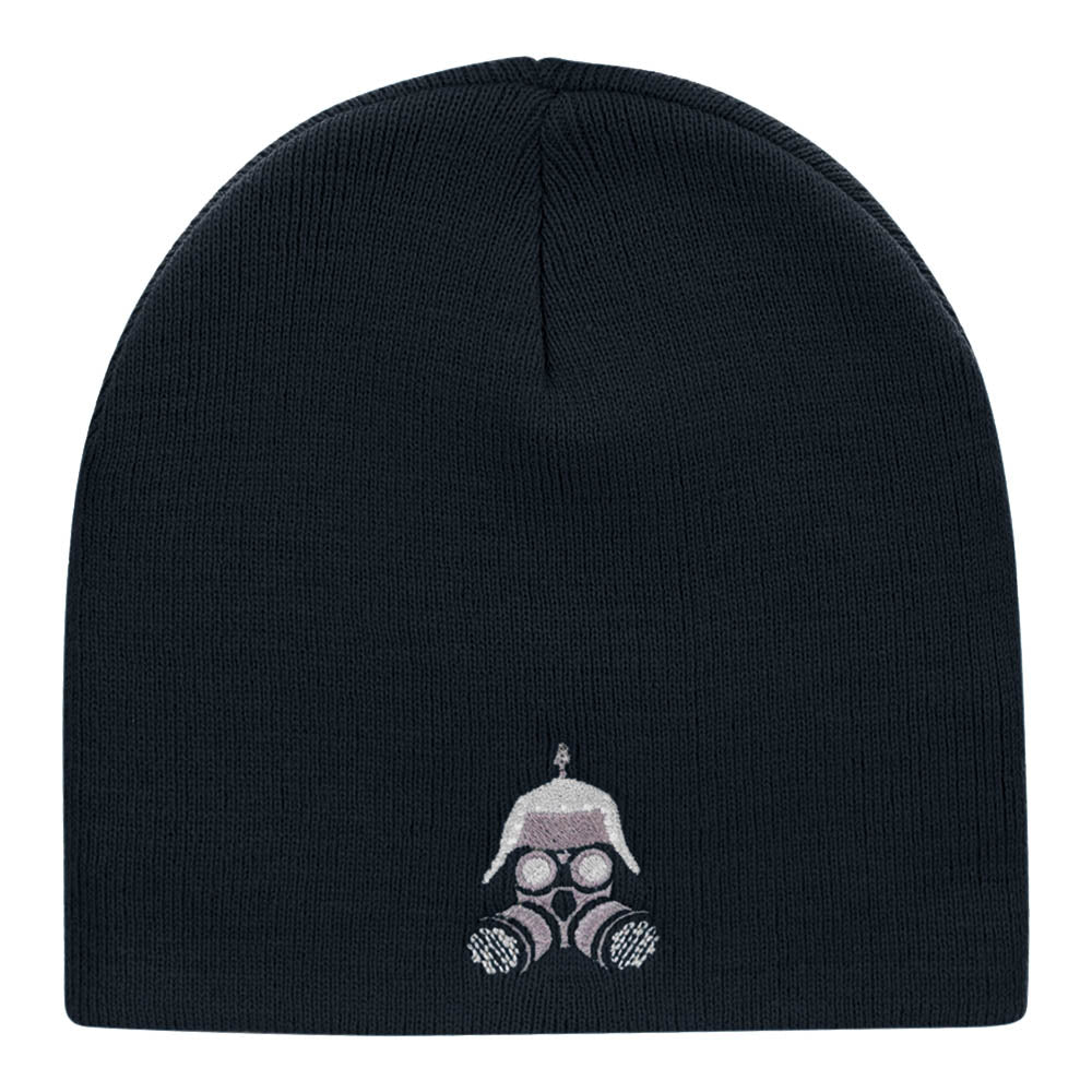 Steampunk Metal Head Embroidered Short Knitted Beanie