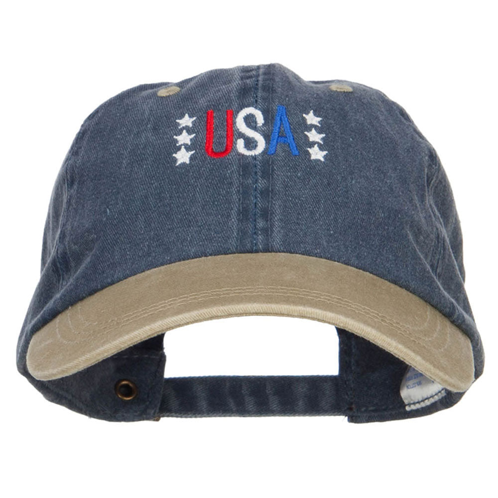 USA Stars Embroidered Two Tone Washed Cap