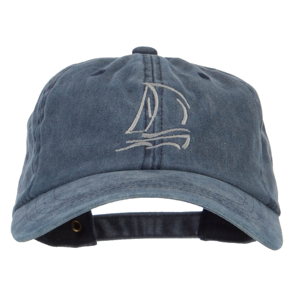 Sailing Outline Embroidered Washed Cotton Cap